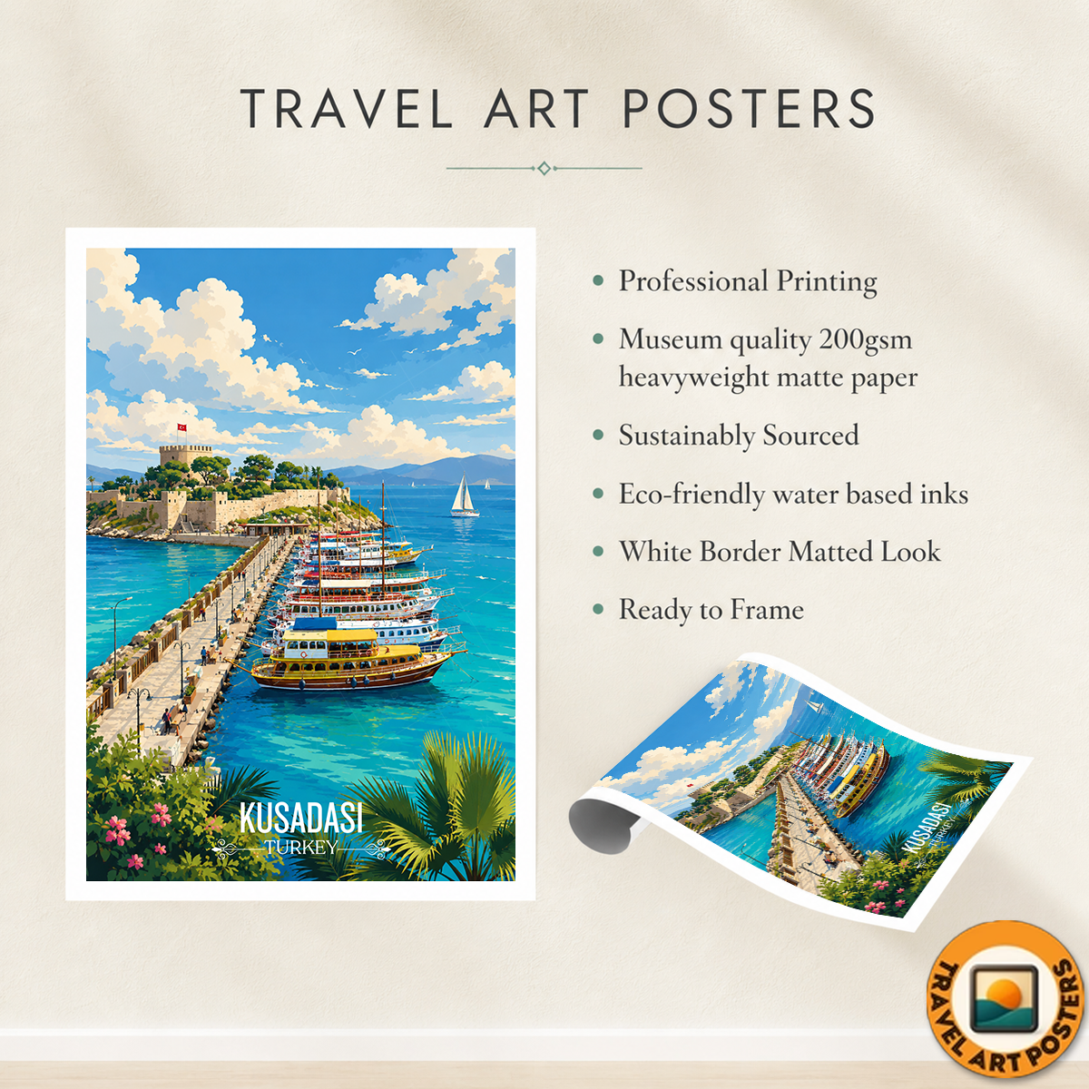 Kusadai - Turkey - Vintage Travel Wall Art Poster Print