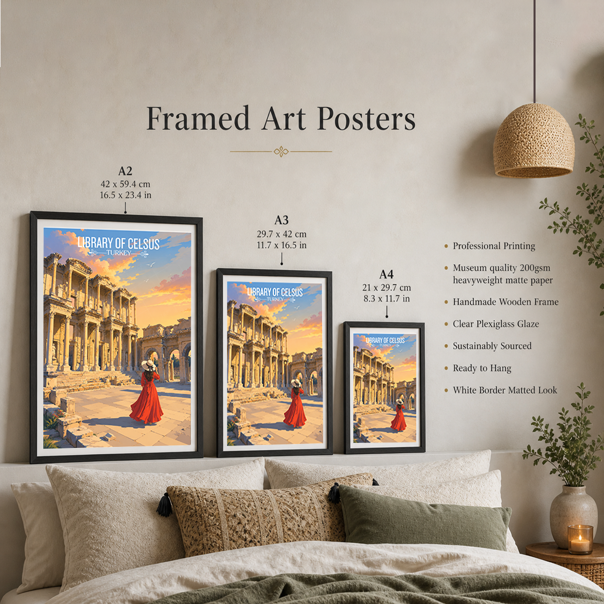 Library of Celsus - Turkey - Vintage Travel Wall Art Poster Print