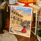 Library of Celsus - Turkey - Vintage Travel Wall Art Poster Print