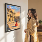 Library of Celsus - Turkey - Vintage Travel Wall Art Poster Print