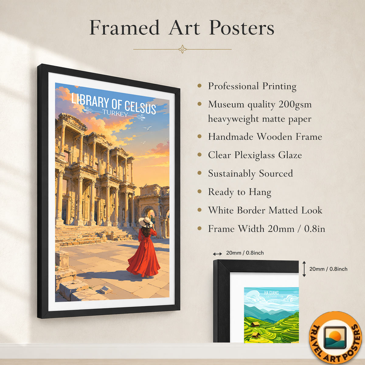 Library of Celsus - Turkey - Vintage Travel Wall Art Poster Print
