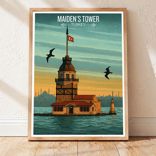 Maiden's Tower - Turkey - Vintage Travel Wall Art Poster Print - Art Print - Travel Art Poster