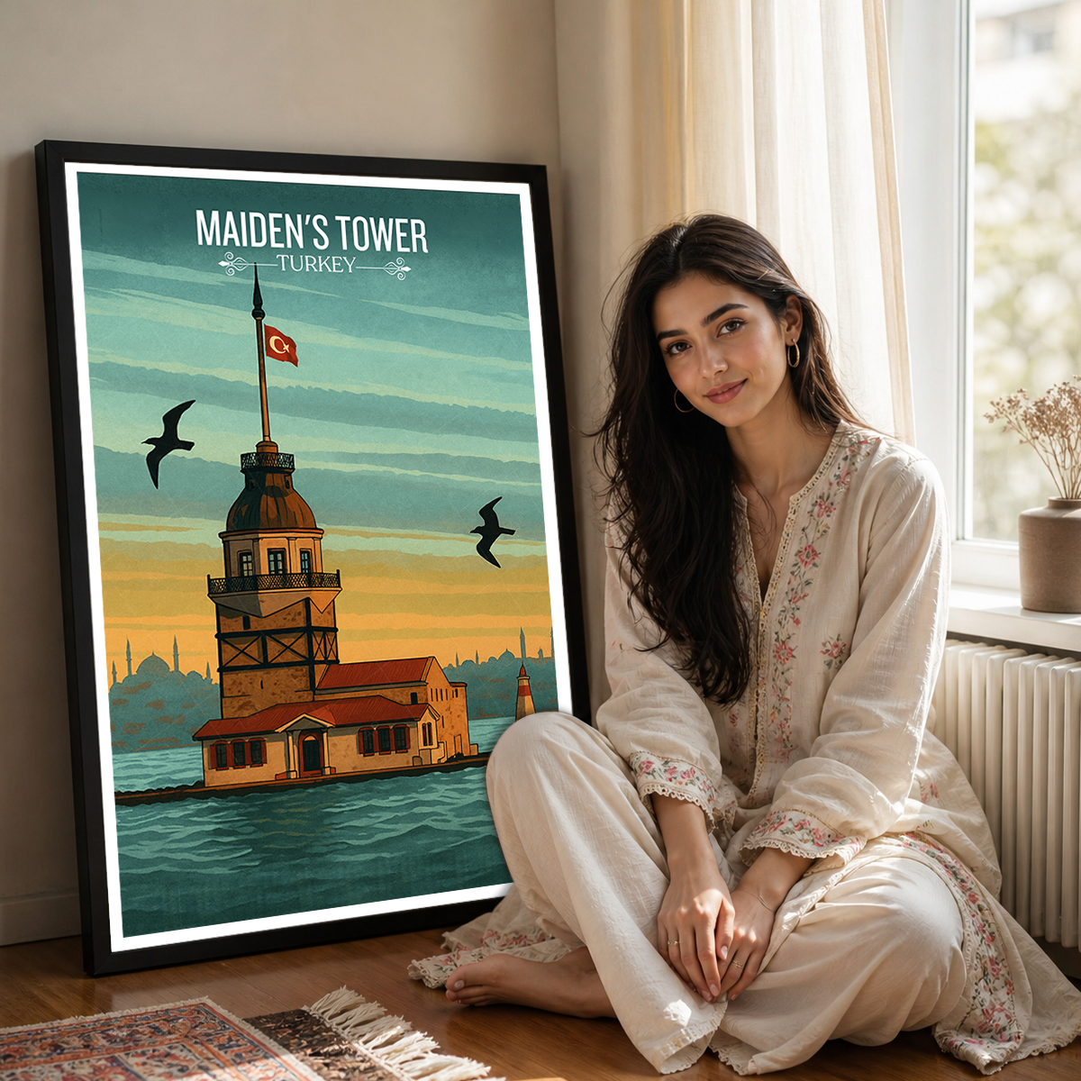 Maiden's Tower - Turkey - Vintage Travel Wall Art Poster Print