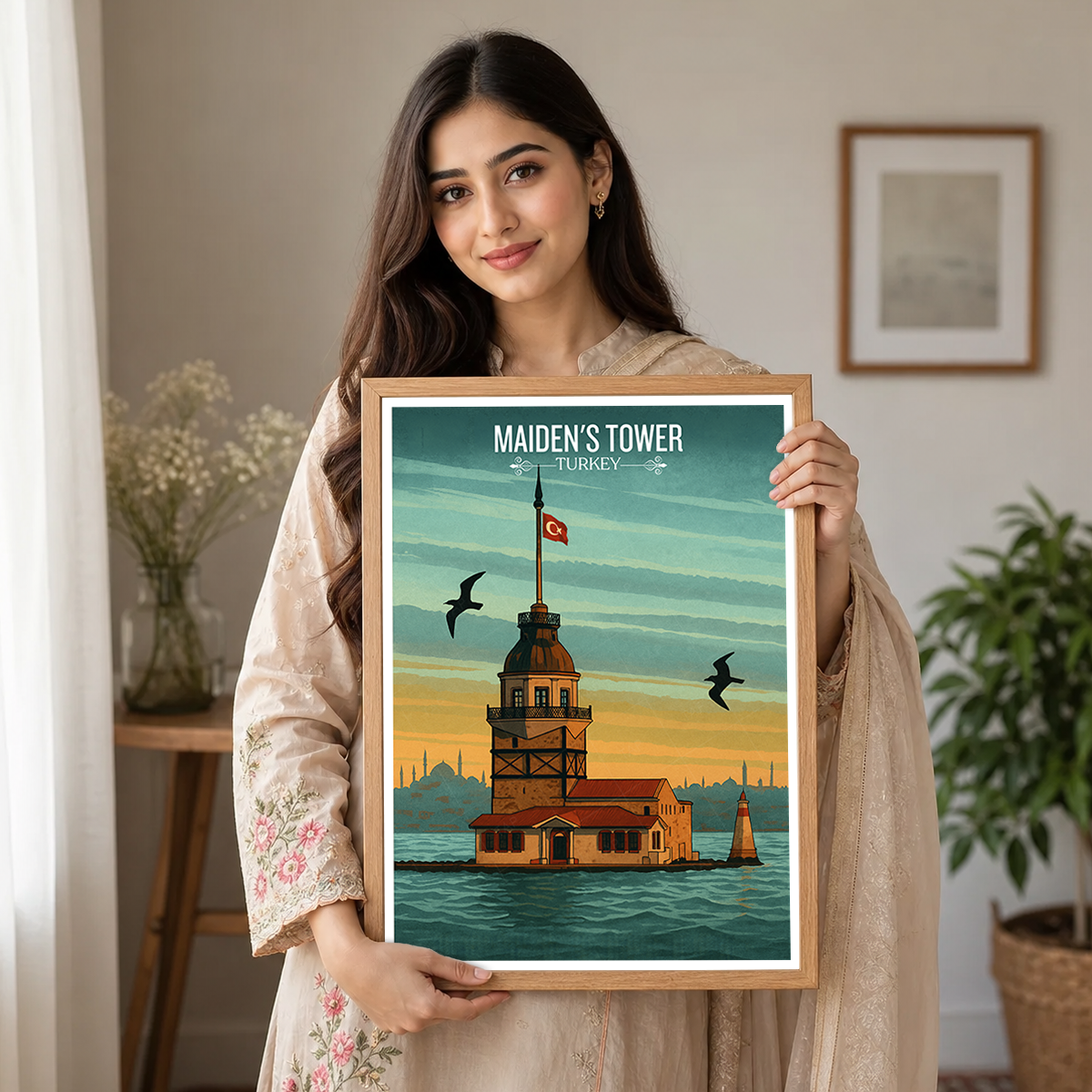 Maiden's Tower - Turkey - Vintage Travel Wall Art Poster Print