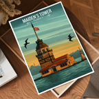 Maiden's Tower - Turkey - Vintage Travel Wall Art Poster Print