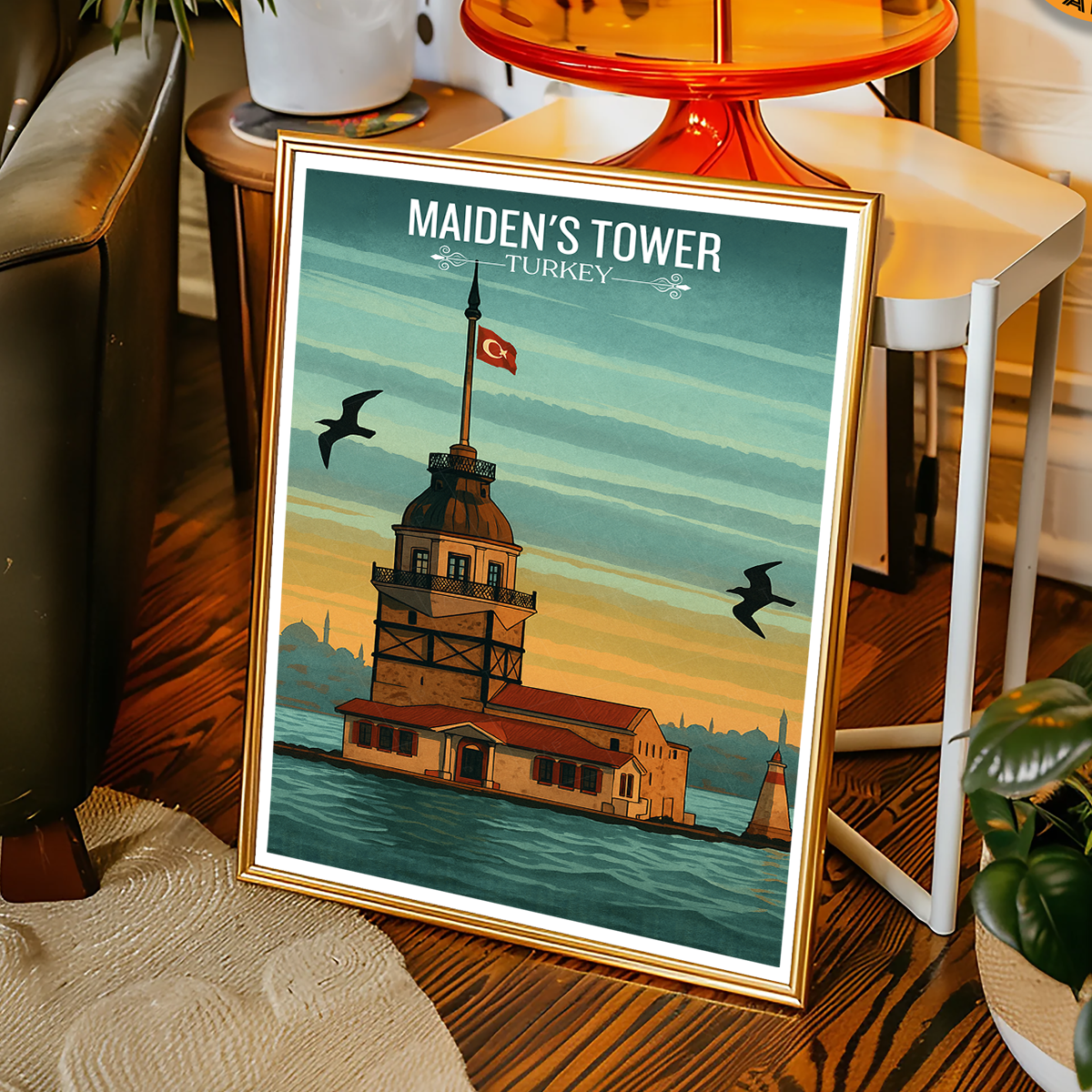 Maiden's Tower - Turkey - Vintage Travel Wall Art Poster Print