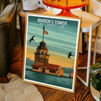Maiden's Tower - Turkey - Vintage Travel Wall Art Poster Print