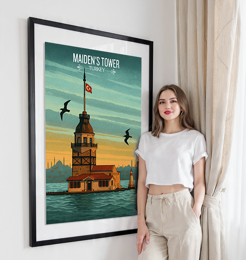 Maiden's Tower - Turkey - Vintage Travel Wall Art Poster Print
