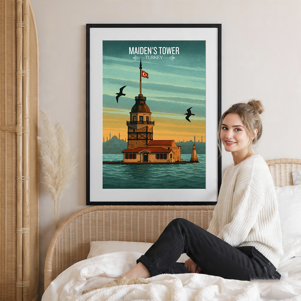 Maiden's Tower - Turkey - Vintage Travel Wall Art Poster Print