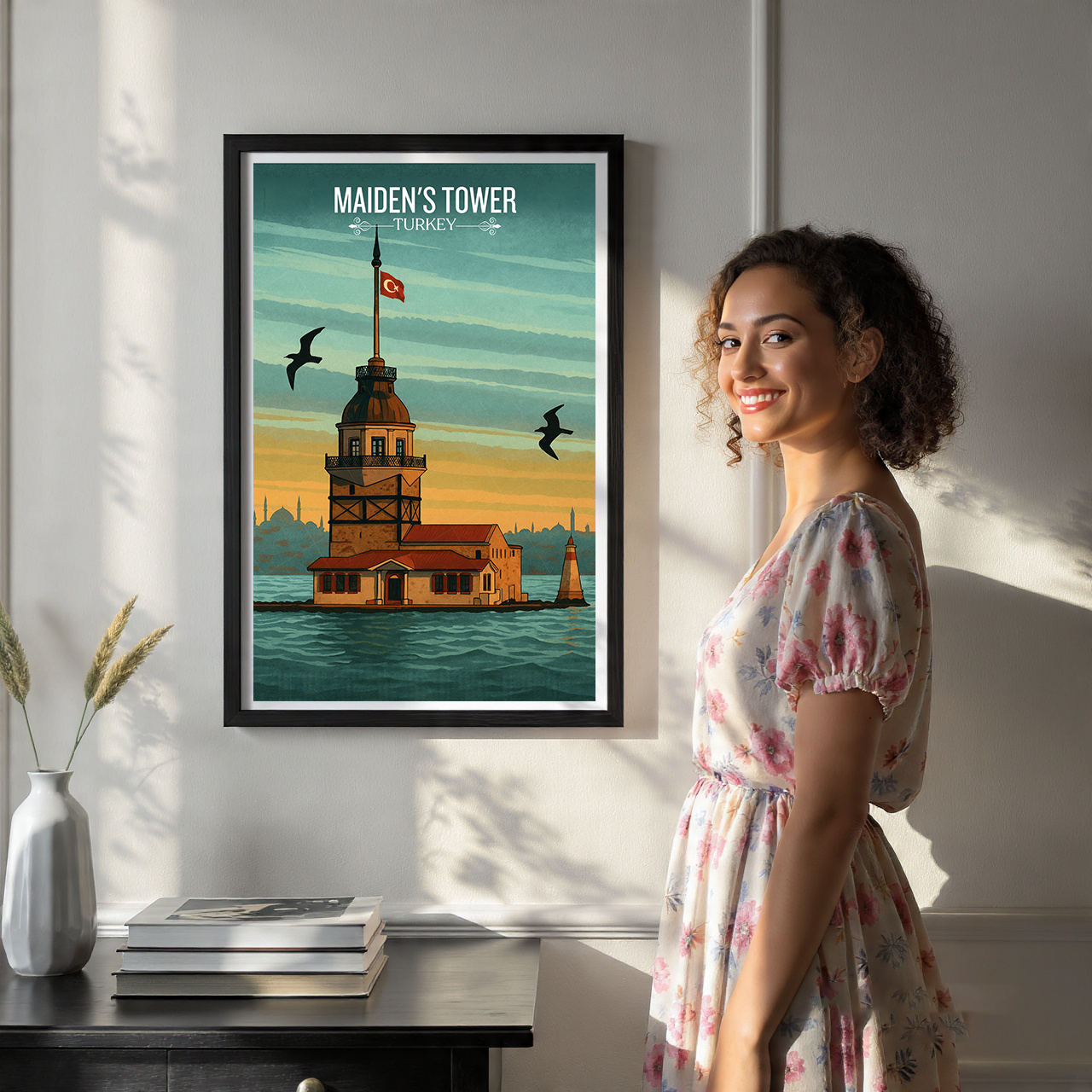 Maiden's Tower - Turkey - Vintage Travel Wall Art Poster Print