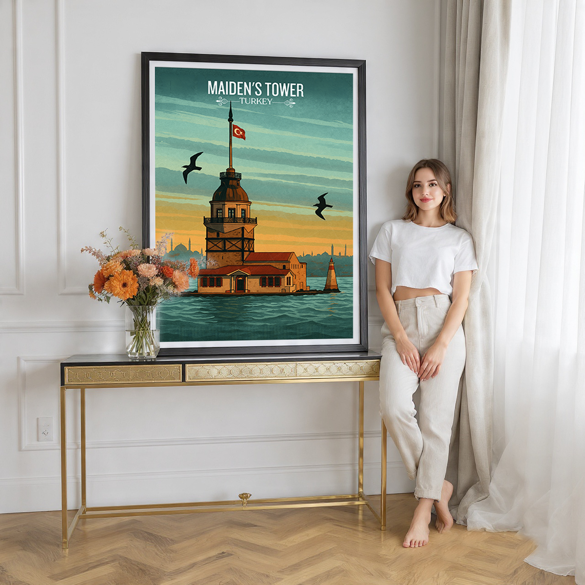 Maiden's Tower - Turkey - Vintage Travel Wall Art Poster Print