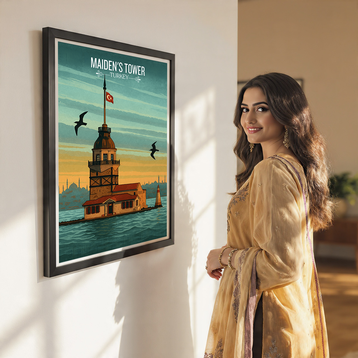 Maiden's Tower - Turkey - Vintage Travel Wall Art Poster Print