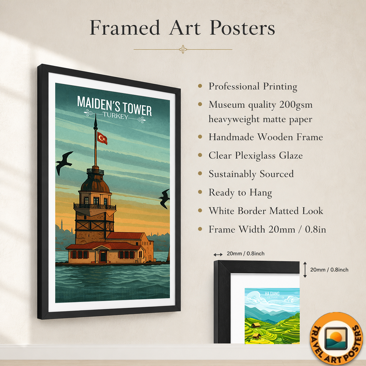 Maiden's Tower - Turkey - Vintage Travel Wall Art Poster Print