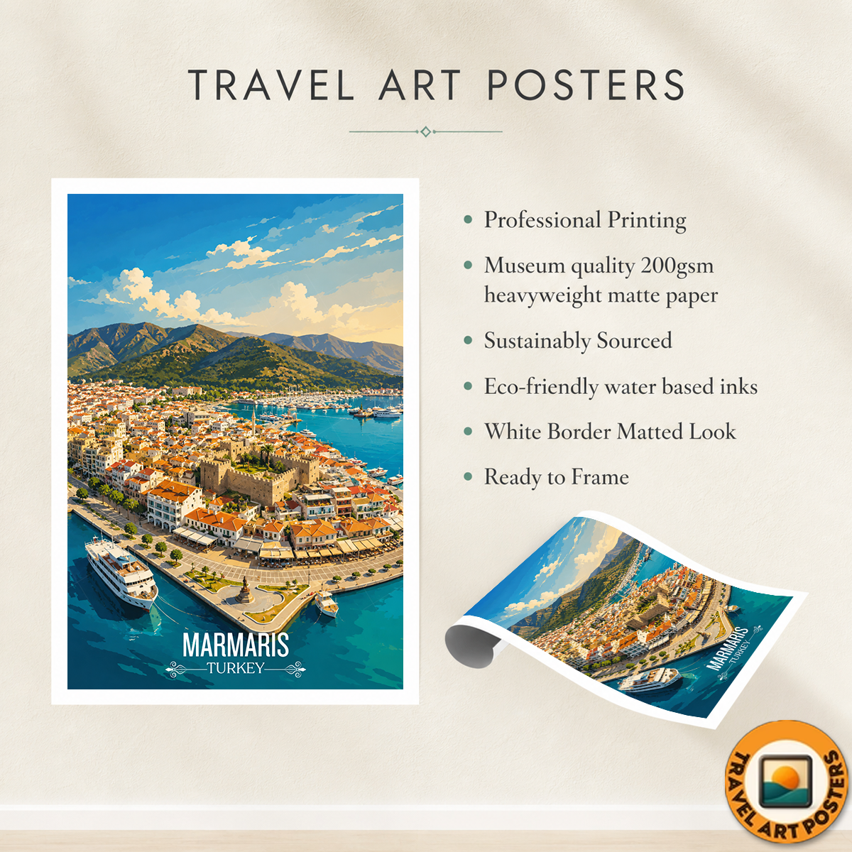 Marmaris - Turkey - Vintage Travel Wall Art Poster Print