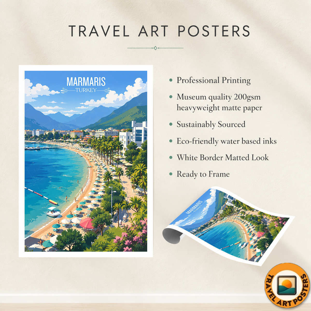 Marmaris - Turkey - Vintage Travel Wall Art Poster Print