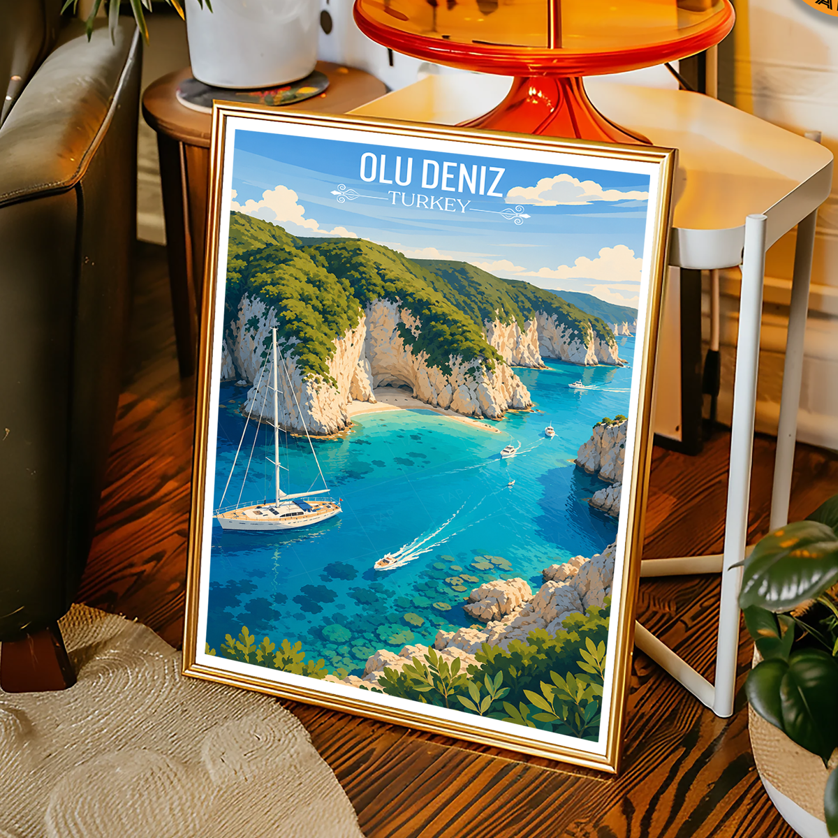 Olu Deniz - Turkey - Vintage Travel Wall Art Poster Print