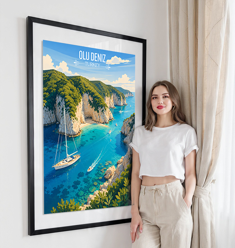 Olu Deniz - Turkey - Vintage Travel Wall Art Poster Print
