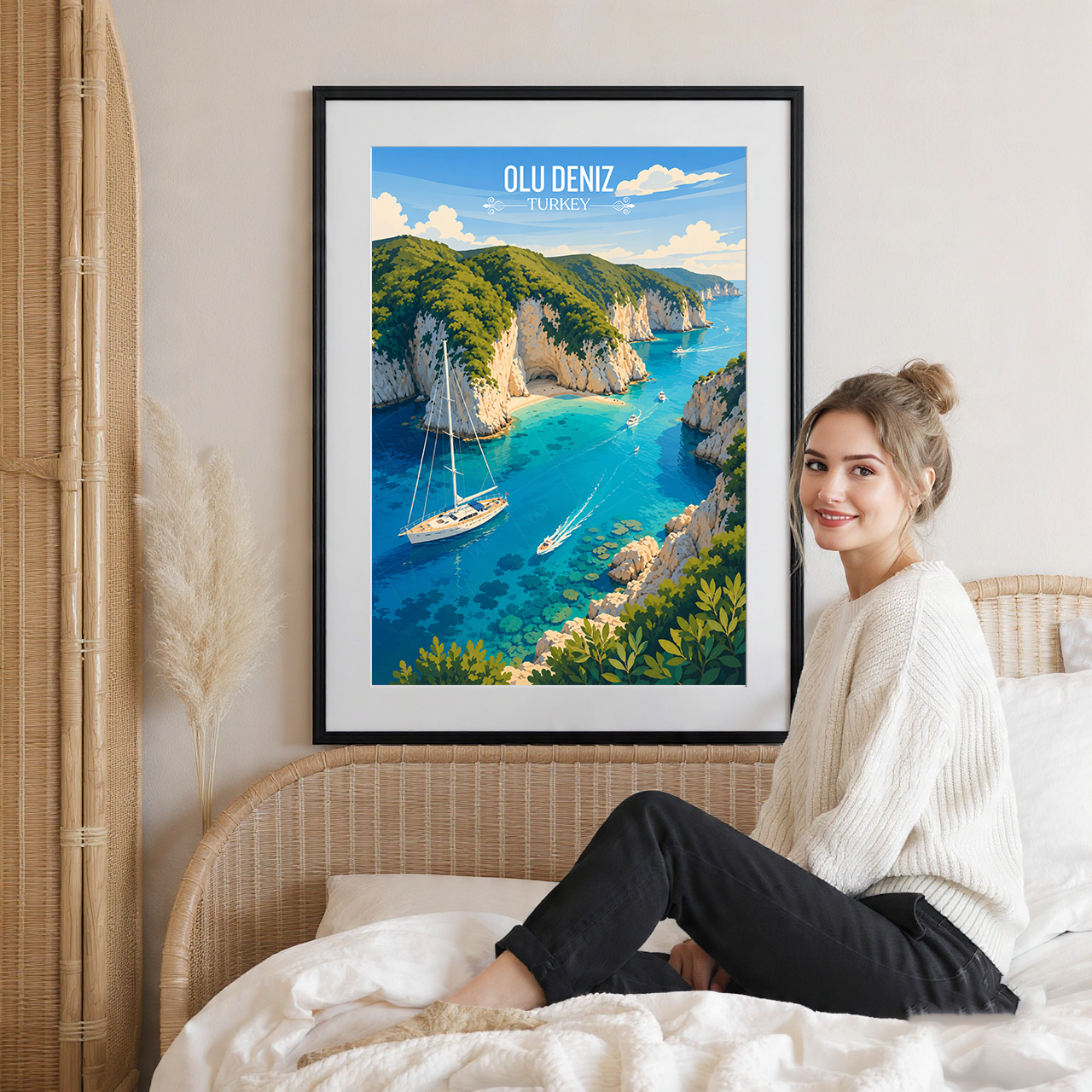 Olu Deniz - Turkey - Vintage Travel Wall Art Poster Print