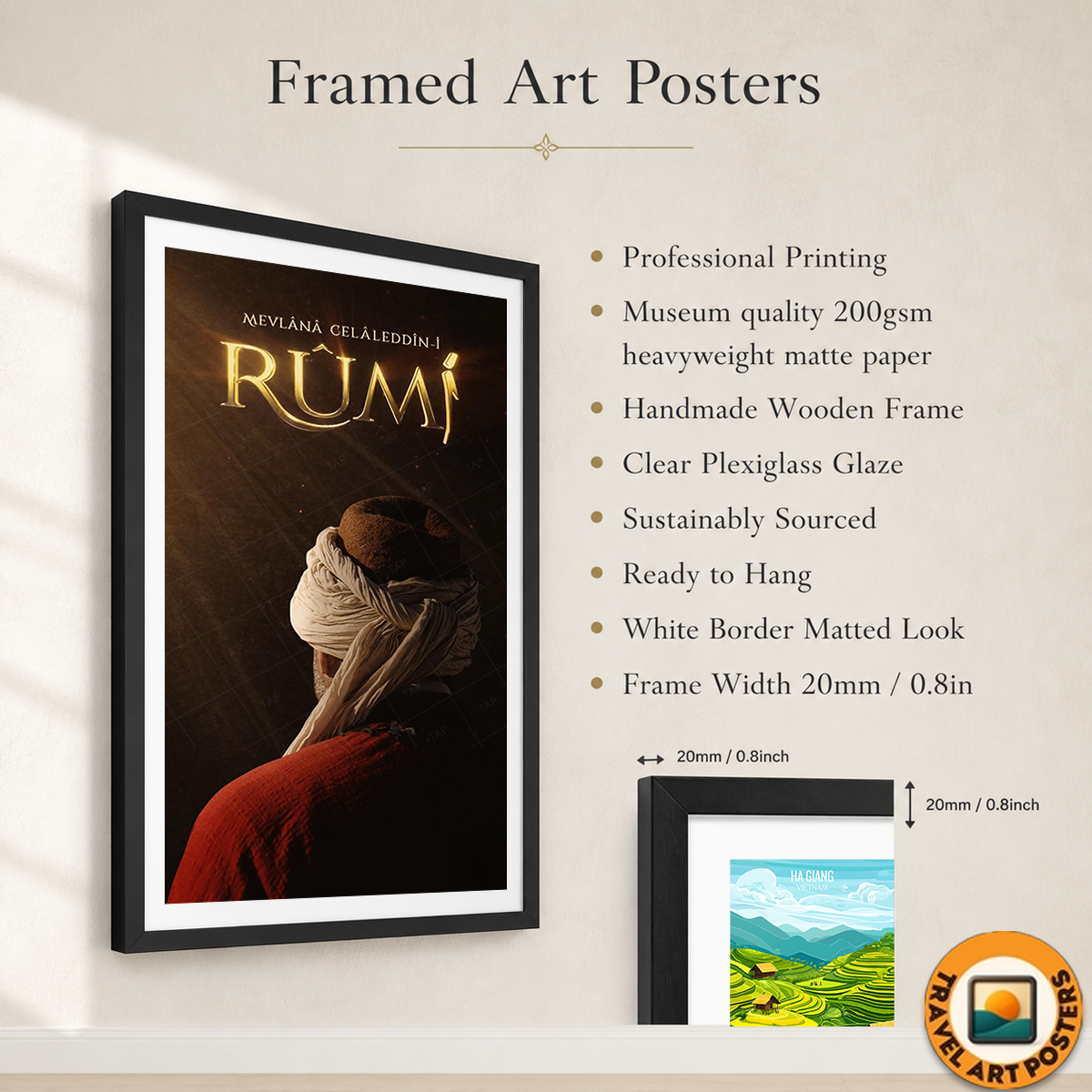 Mevlana Rumi - Turkey - Vintage Travel Wall Art Poster Print