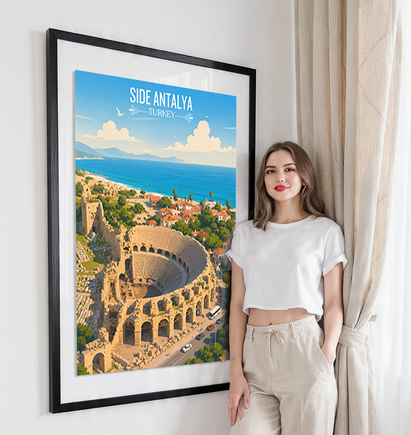 Side Antalya - Turkey - Vintage Travel Wall Art Poster Print