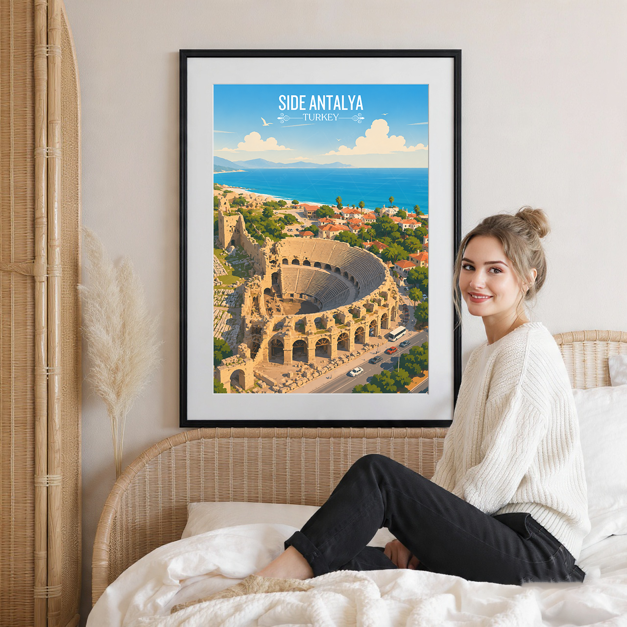 Side Antalya - Turkey - Vintage Travel Wall Art Poster Print