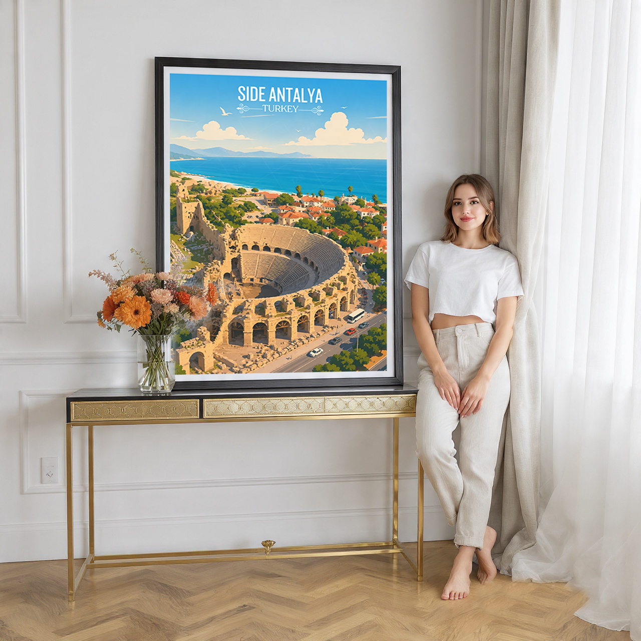 Side Antalya - Turkey - Vintage Travel Wall Art Poster Print