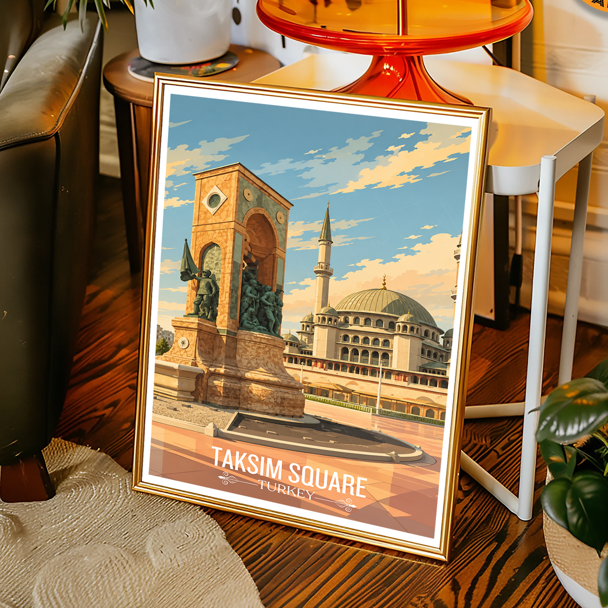 Taksim Square - Turkey - Vintage Travel Wall Art Poster Print
