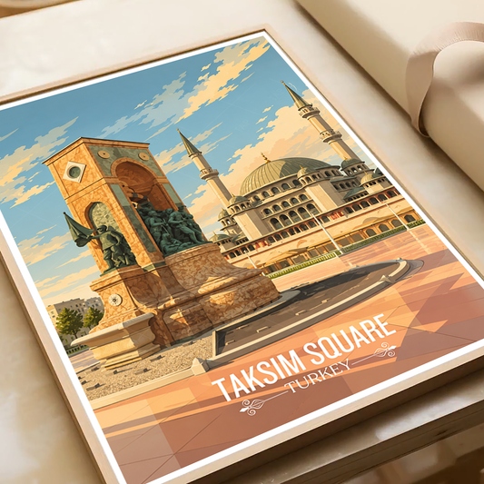 Taksim Square - Turkey - Vintage Travel Wall Art Poster Print - Art Print - Travel Art Poster