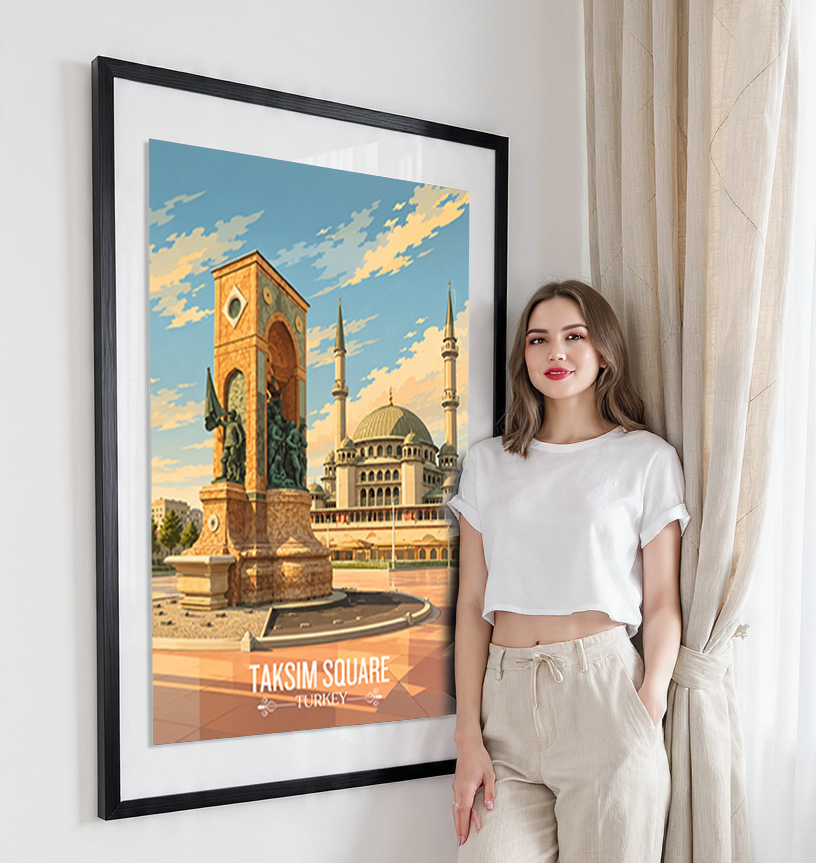 Taksim Square - Turkey - Vintage Travel Wall Art Poster Print