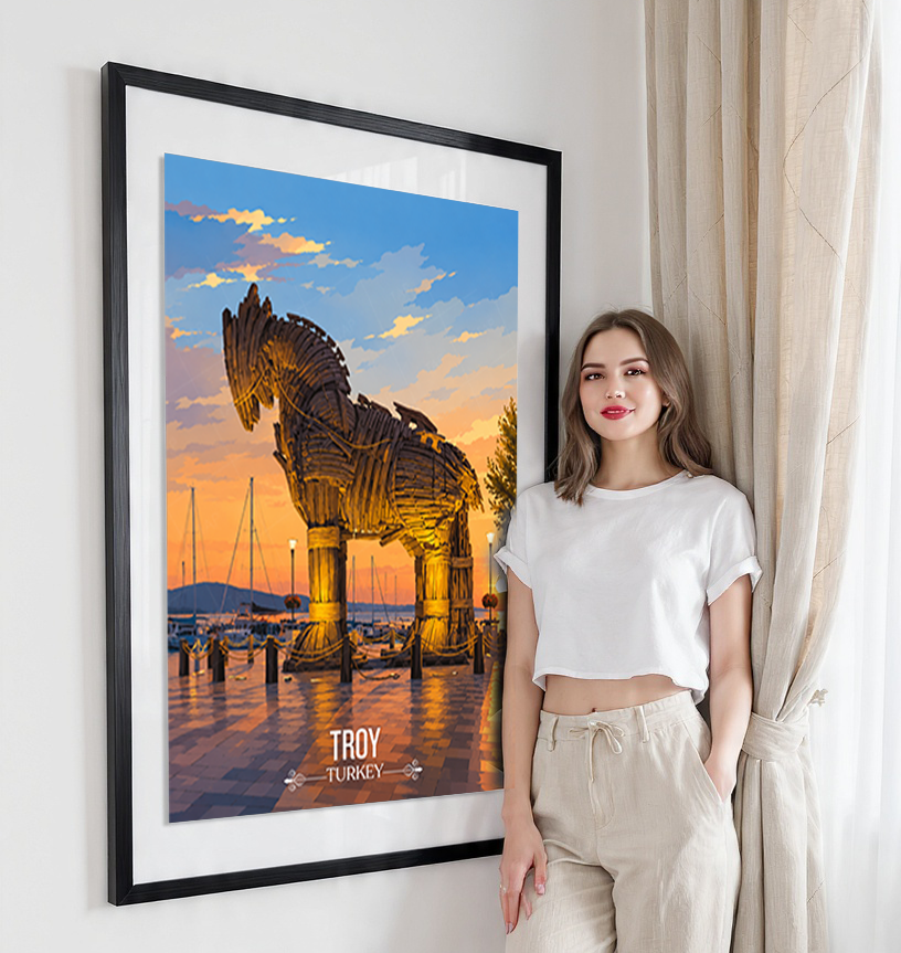 Troy - Turkey - Vintage Travel Wall Art Poster Print