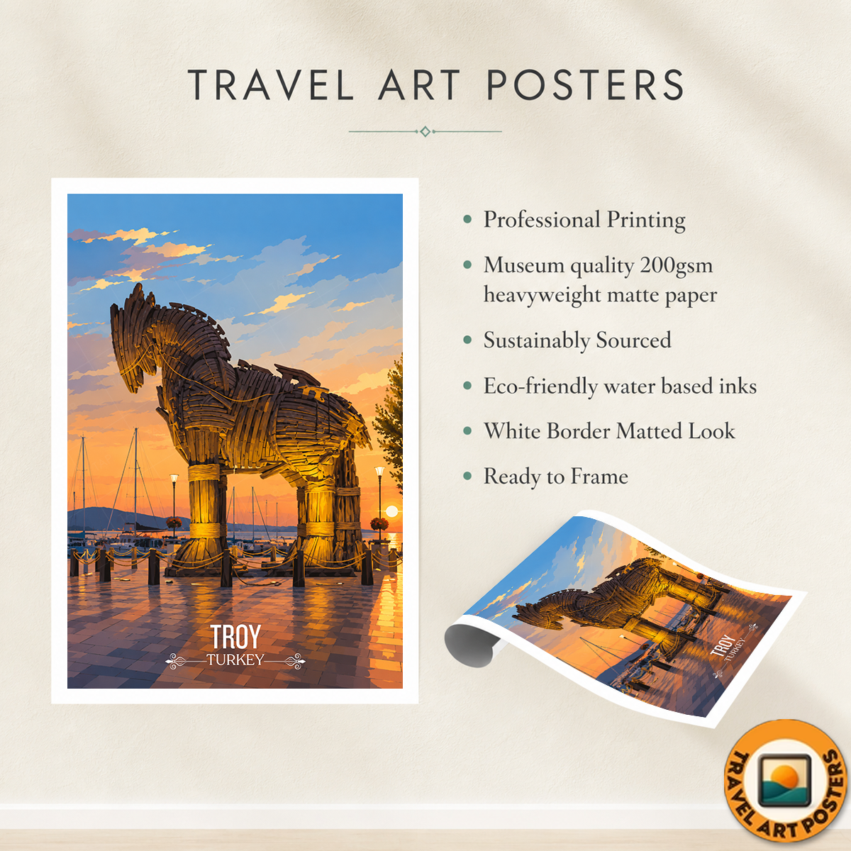 Troy - Turkey - Vintage Travel Wall Art Poster Print