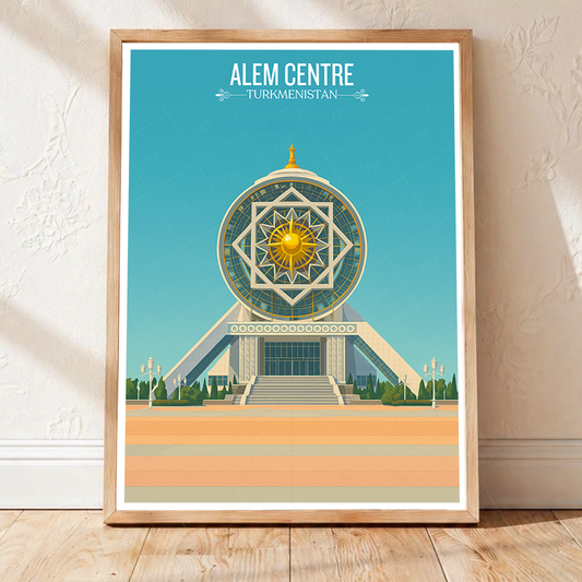 Alem Centre - Turkmenistan - Travel Poster Vintage Style Wall Art Print - Art Print - Travel Art Poster