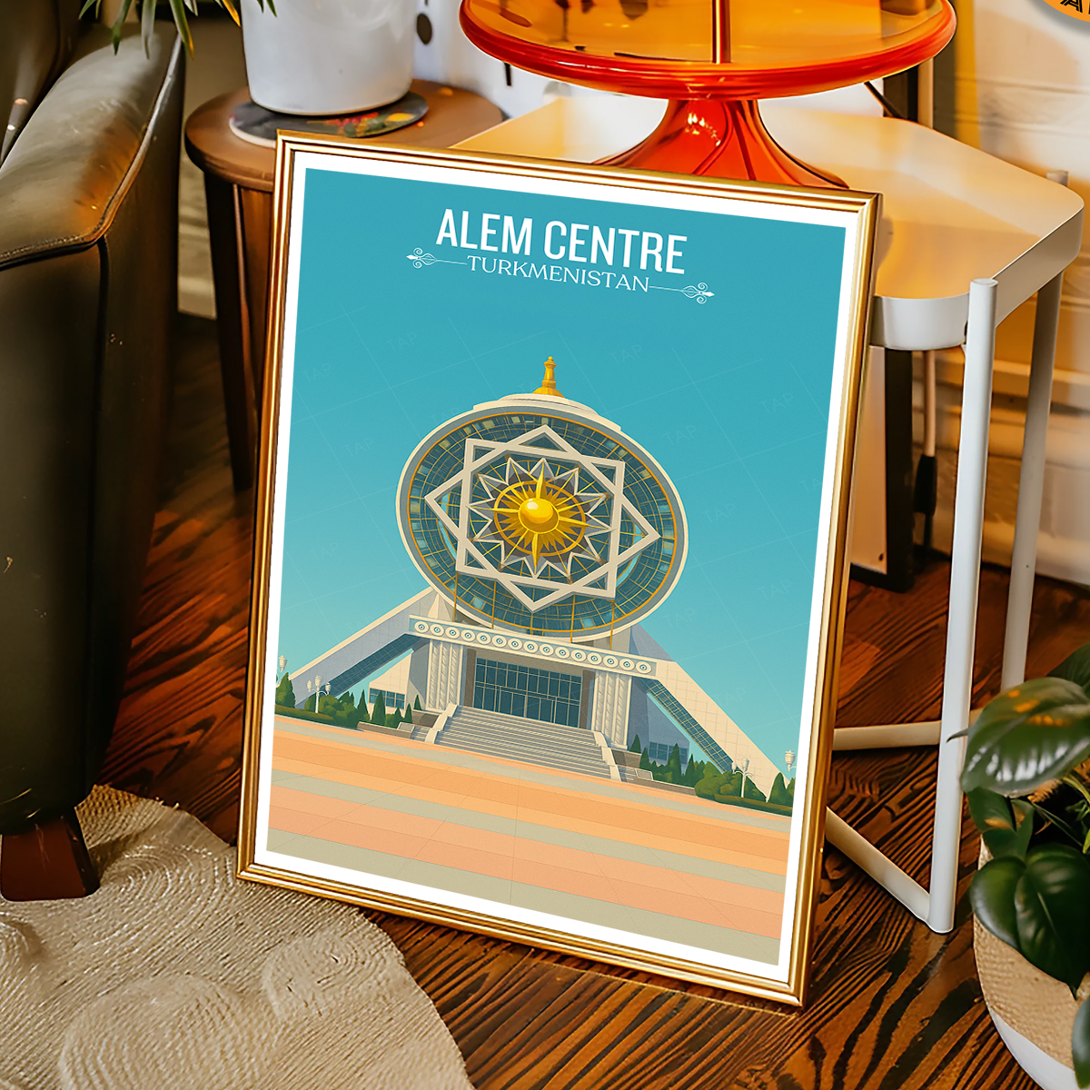 Alem Centre - Turkmenistan - Travel Poster Vintage Style Wall Art Print