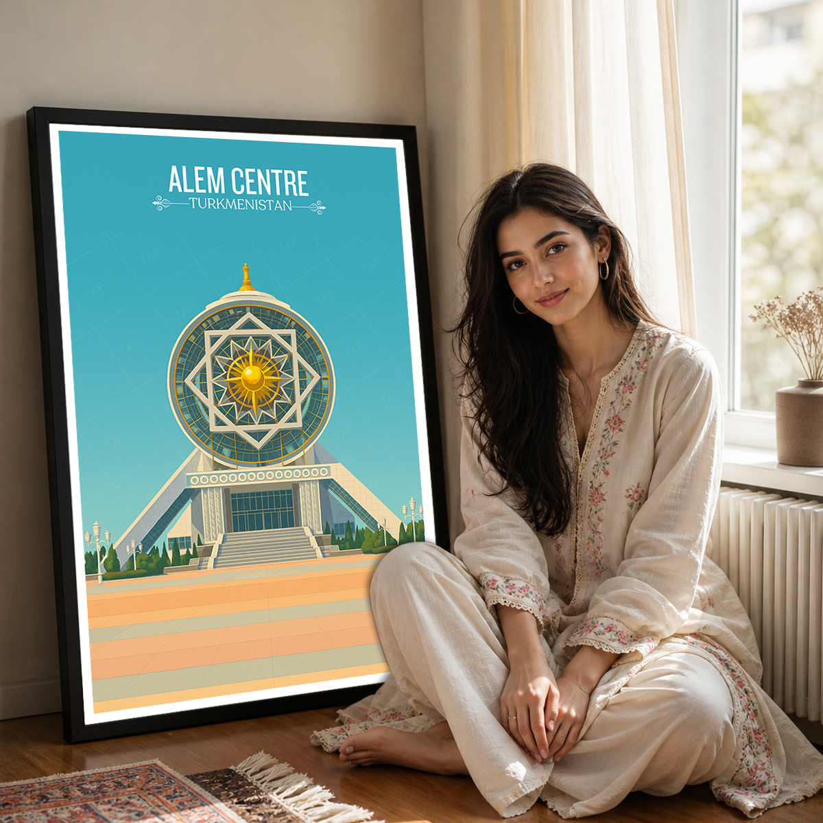 Alem Centre - Turkmenistan - Travel Poster Vintage Style Wall Art Print