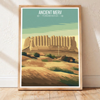 Ancient Merv - Turkmenistan - Travel Poster Vintage Style Wall Art Print