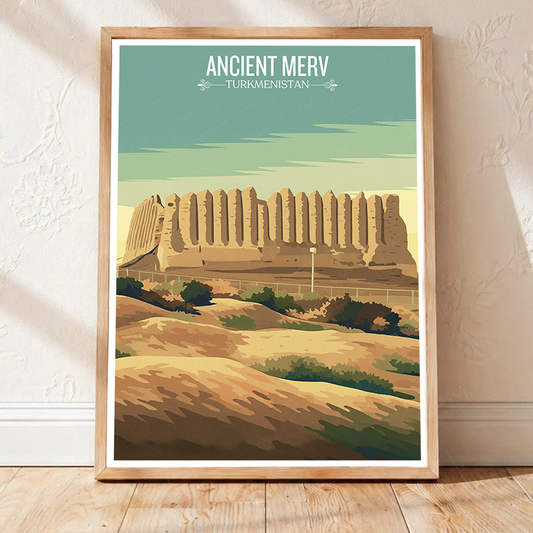 Ancient Merv - Turkmenistan - Travel Poster Vintage Style Wall Art Print - Art Print - Travel Art Poster