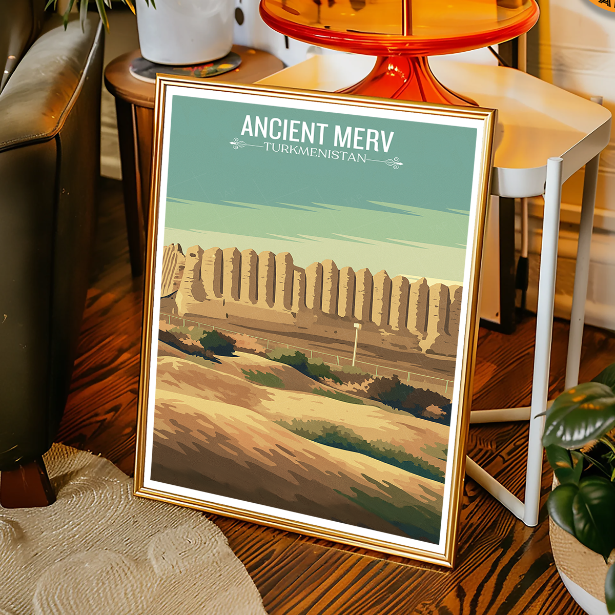 Ancient Merv - Turkmenistan - Travel Poster Vintage Style Wall Art Print