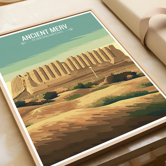 Ancient Merv - Turkmenistan - Travel Poster Vintage Style Wall Art Print - Art Print - Travel Art Poster