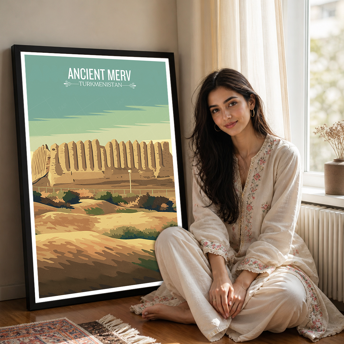 Ancient Merv - Turkmenistan - Travel Poster Vintage Style Wall Art Print