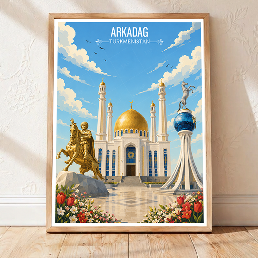 Arkadag - Turkmenistan - Travel Poster Vintage Style Wall Art Print - Art Print - Travel Art Poster