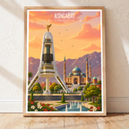 Ashgabat - Turkmenistan - Travel Poster Vintage Style Wall Art Print