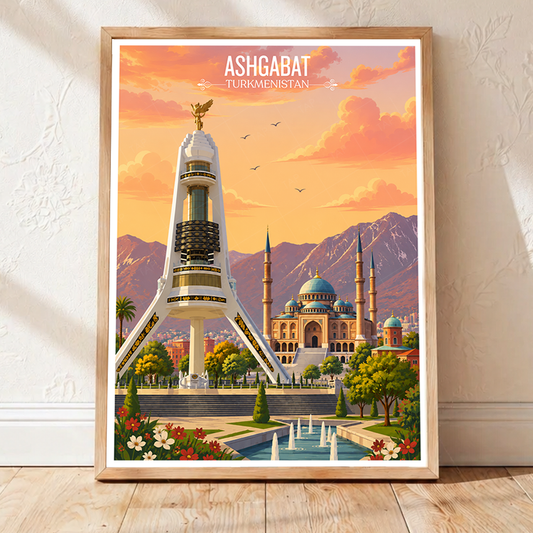 Ashgabat - Turkmenistan - Travel Poster Vintage Style Wall Art Print - Art Print - Travel Art Poster
