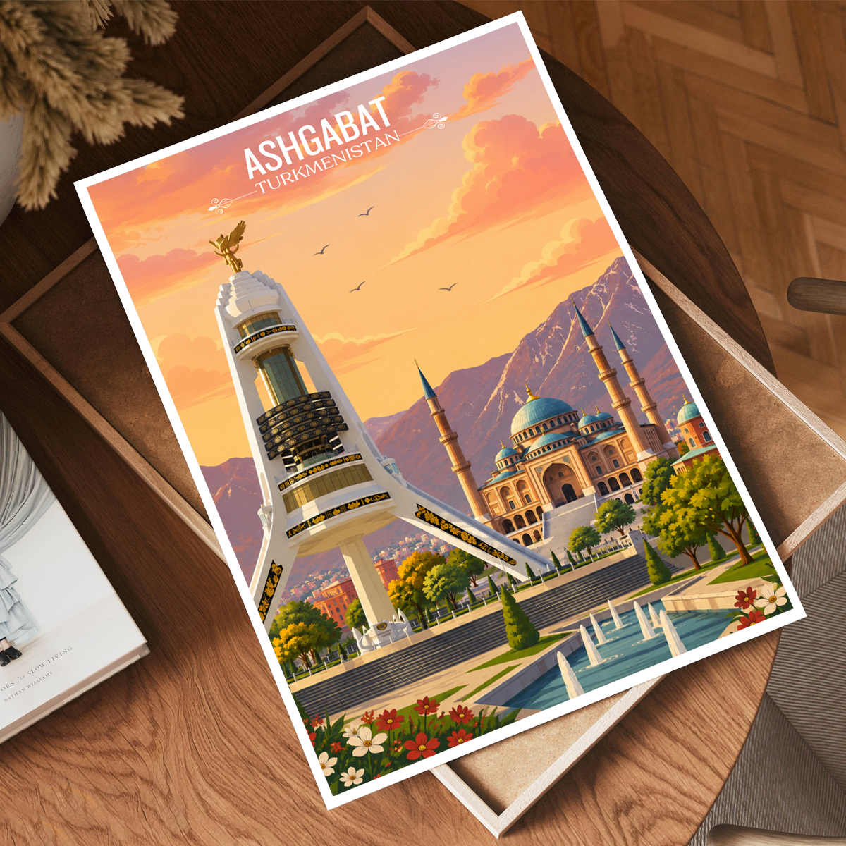 Ashgabat - Turkmenistan - Travel Poster Vintage Style Wall Art Print