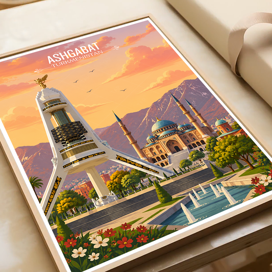 Ashgabat - Turkmenistan - Travel Poster Vintage Style Wall Art Print - Art Print - Travel Art Poster