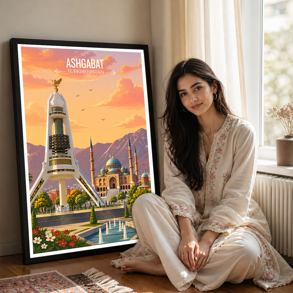 Ashgabat - Turkmenistan - Travel Poster Vintage Style Wall Art Print