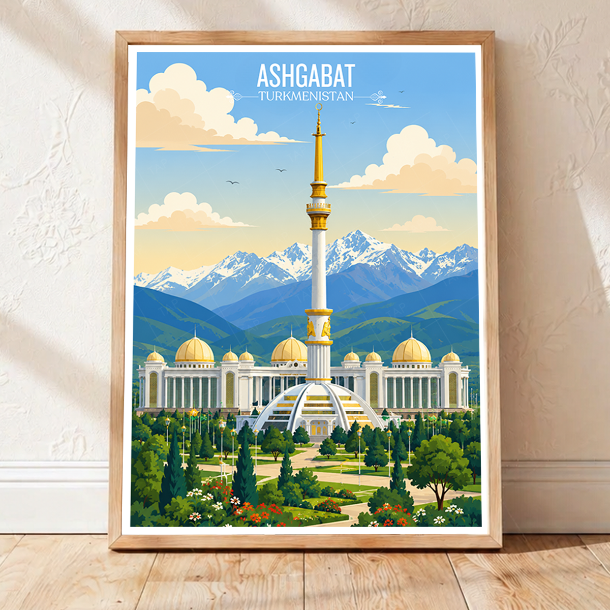 Ashgabat - Turkmenistan - Travel Poster Vintage Style Wall Art Print