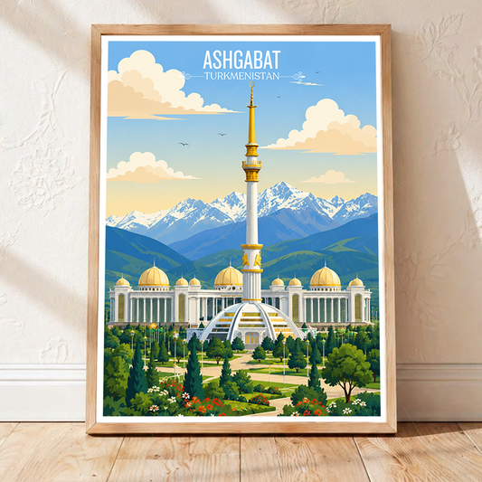 Ashgabat - Turkmenistan - Travel Poster Vintage Style Wall Art Print - Art Print - Travel Art Poster