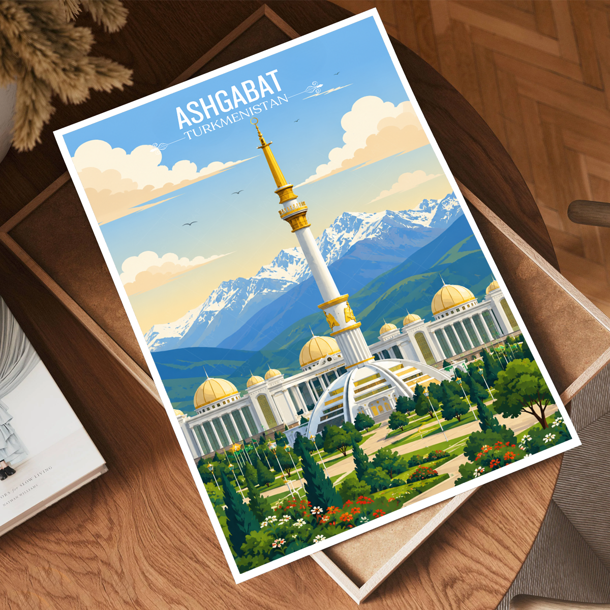 Ashgabat - Turkmenistan - Travel Poster Vintage Style Wall Art Print