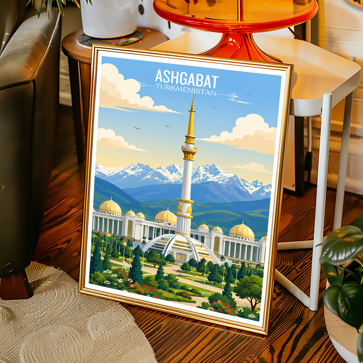 Ashgabat - Turkmenistan - Travel Poster Vintage Style Wall Art Print
