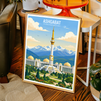 Ashgabat - Turkmenistan - Travel Poster Vintage Style Wall Art Print